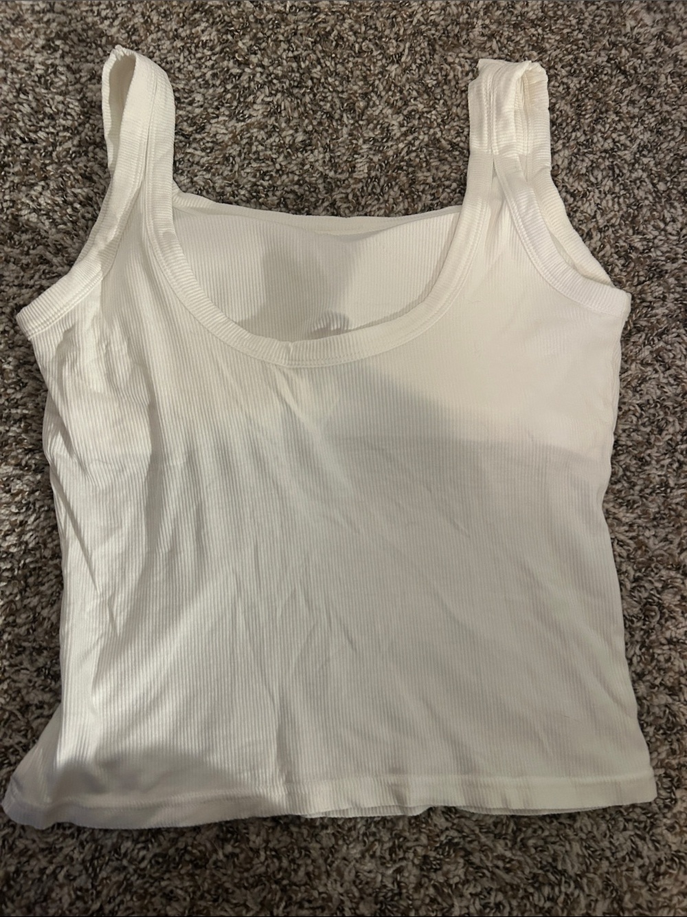 White Ribbed Square-Neck Tank Top with inserts - Picture 2 of 5